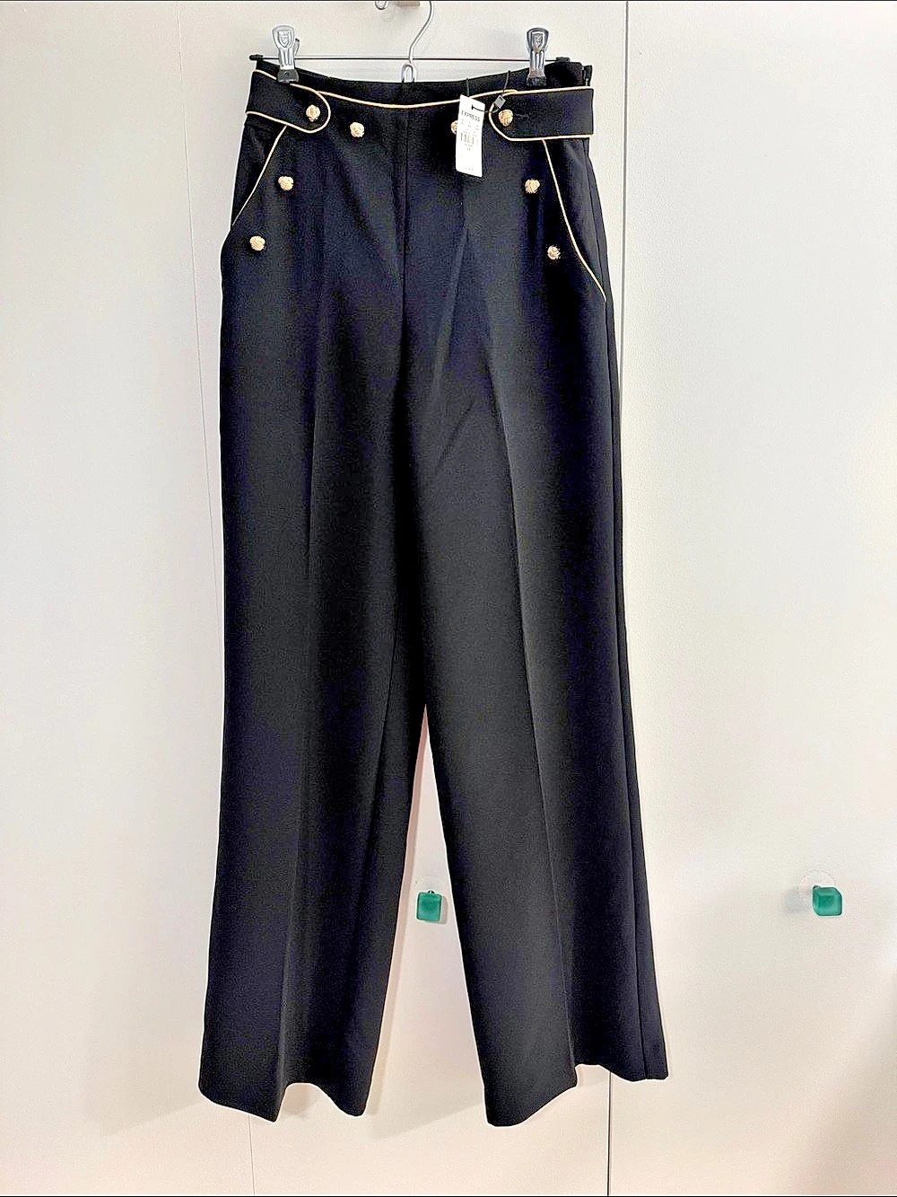 Express Trouser Super High Rise Wide Leg Black Size 4R NWT
